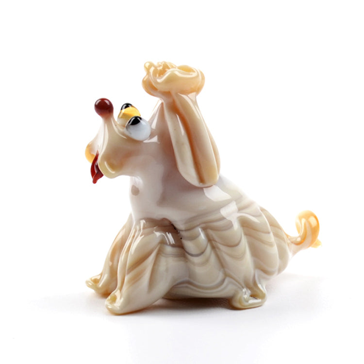 Cute Begging Dog Glass Figurine