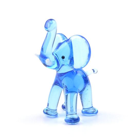 Miniature Blue Elephant Glass Figurine