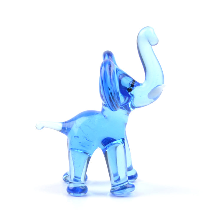 Miniature Blue Elephant Glass Figurine