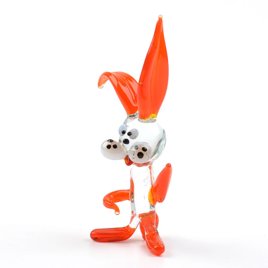 Red Ears Bunny Glass Figurine