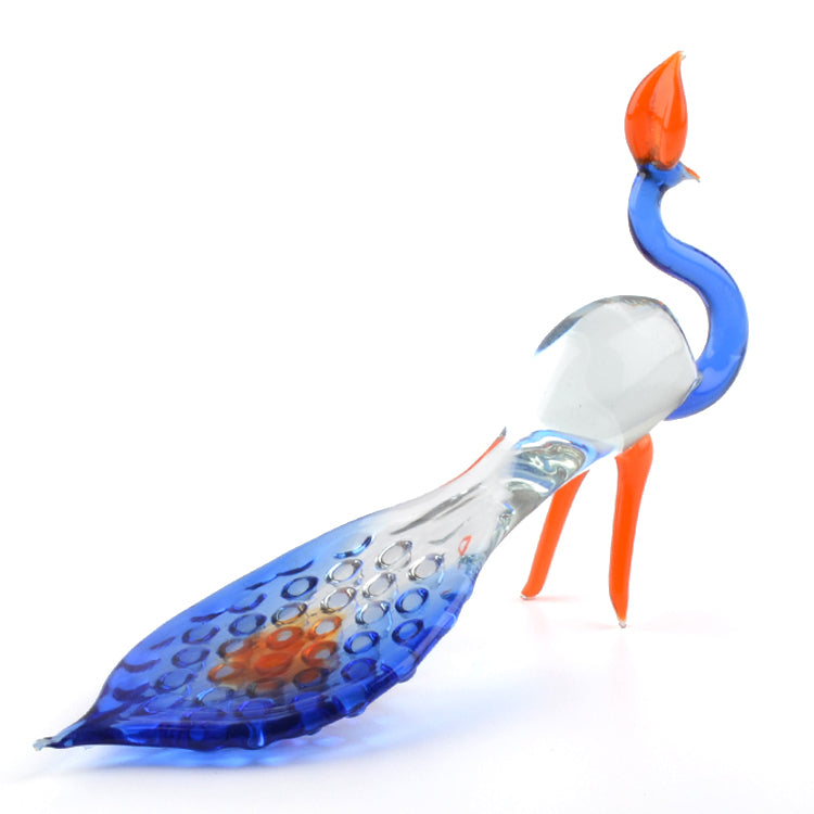Blue Peacock Glass Figurine
