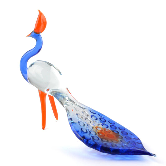 Blue Peacock Glass Figurine