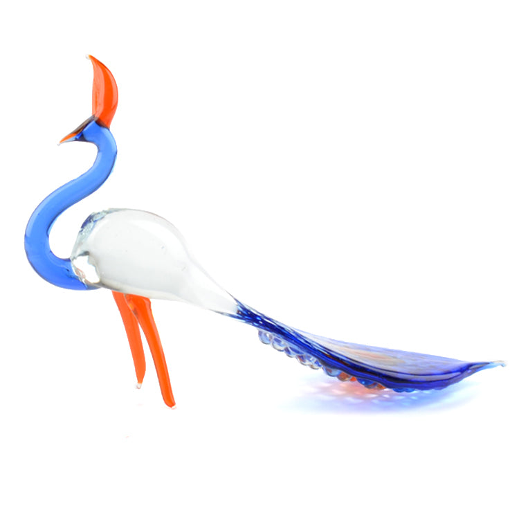 Blue Peacock Glass Figurine