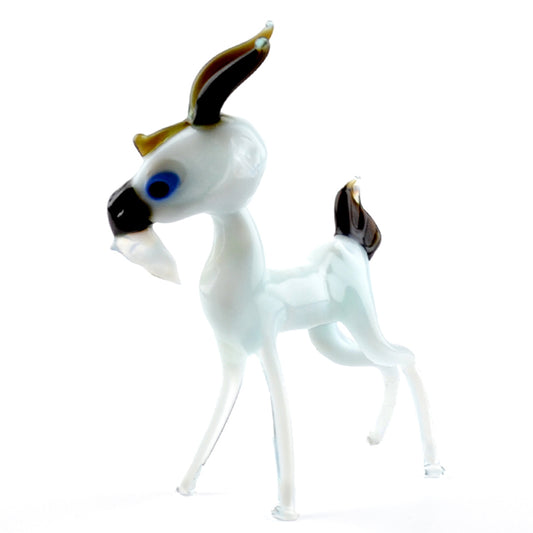 White Billy The Goat Glass Figurine