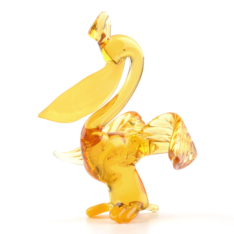 Yellow Beak Pelican Glass Figurine