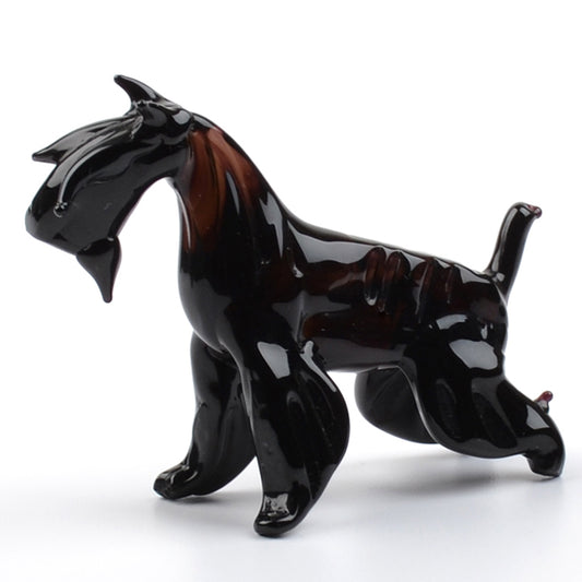 Glass-Blown Schnauzer Dog Figurine