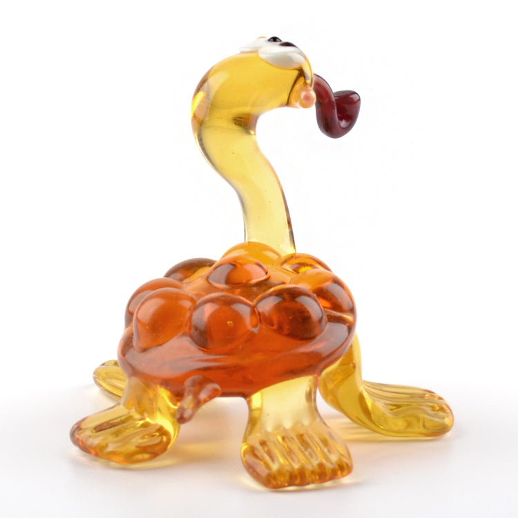 Comical Turtle with Pipe Glass Figurine