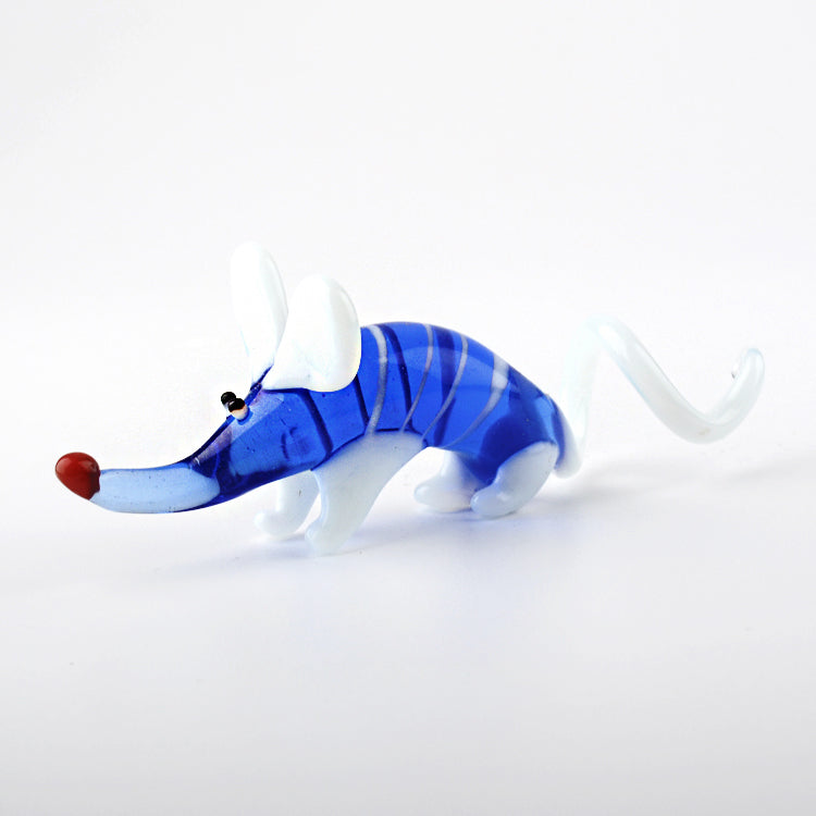 Blue Mouse Glass Figurine