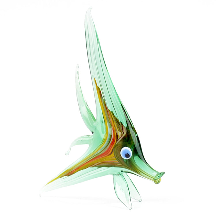 Green Angel Fish Glass Figurine