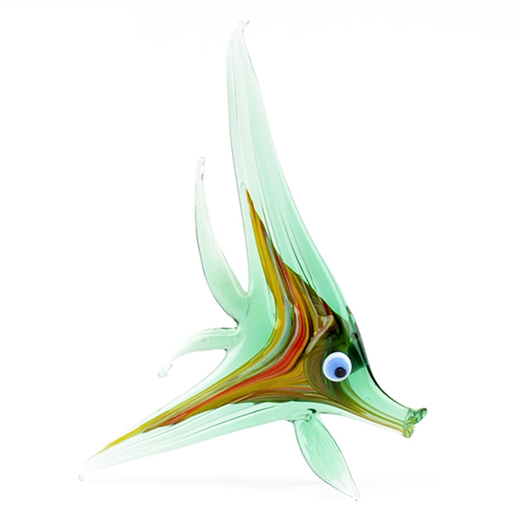Green Angel Fish Glass Figurine