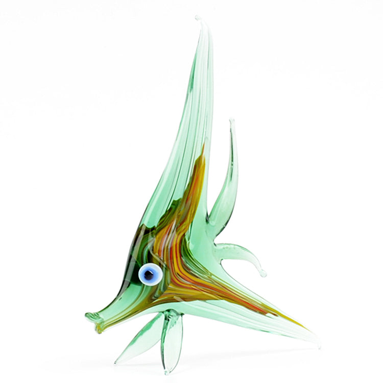Green Angel Fish Glass Figurine