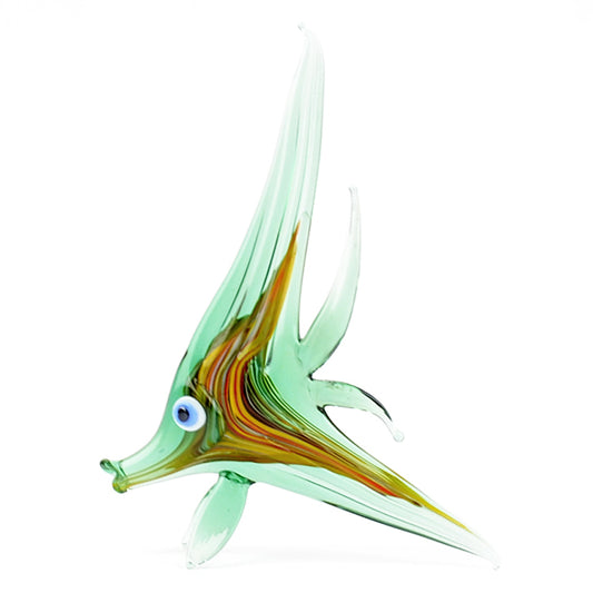 Green Angel Fish Glass Figurine