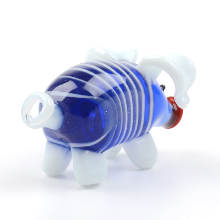 Cute Blue Pig Glass Figurine