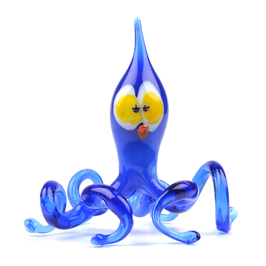 Blue Octopus Glass Figurine