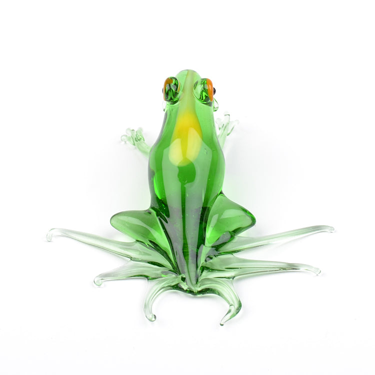 Green Frog Glass Figurine