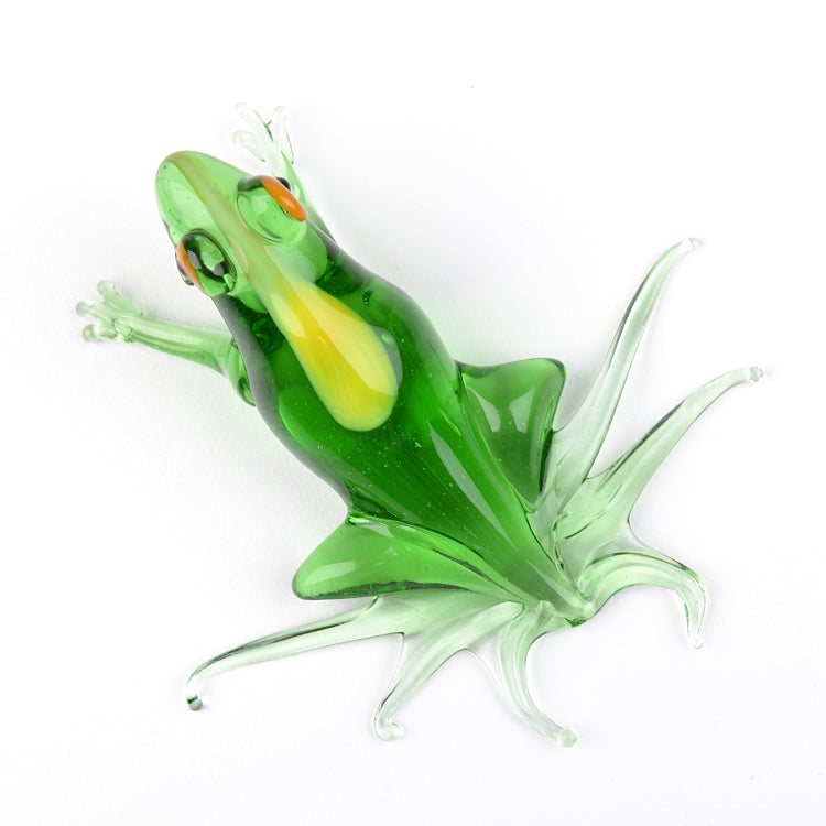Green Frog Glass Figurine
