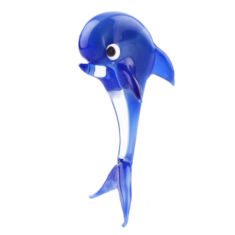 Happy Dolphin Blue Glass Miniature