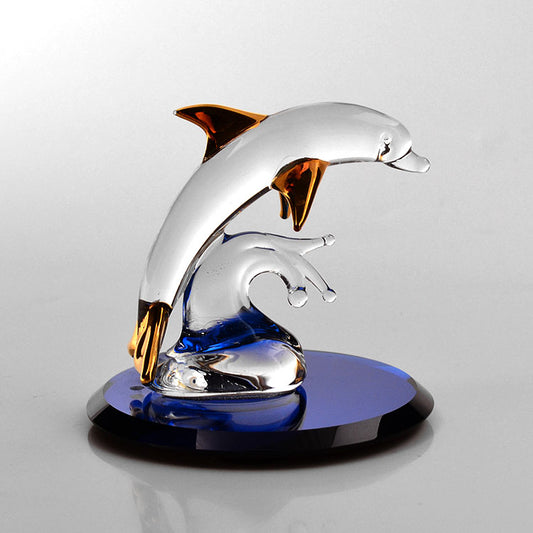 Glass Dolphin on Blue