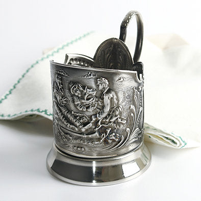 Hunters at Rest Nickel Plated Tea Glass Holder