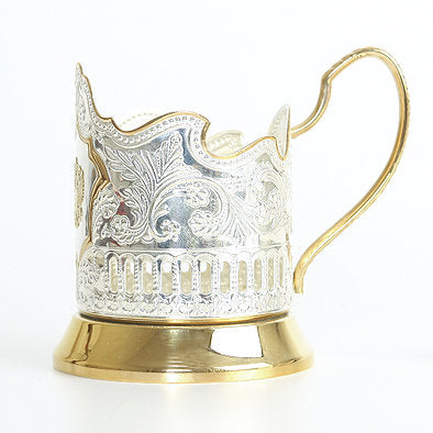 Double Headed Eagle Gold Plated Russian Tea Glass Holder Set