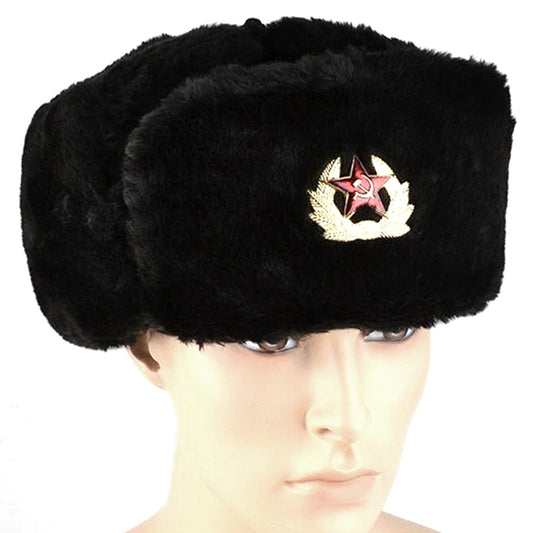 Black Soviet Shapka Ushanka Hat
