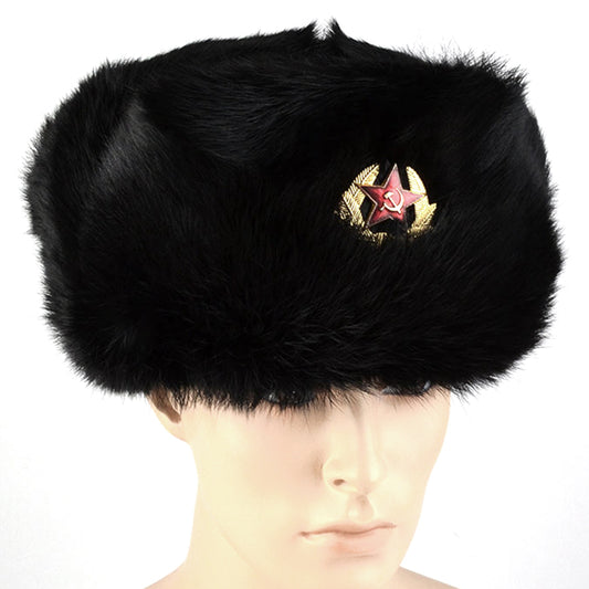 Real Fur Soviet Ushanka with Emblem