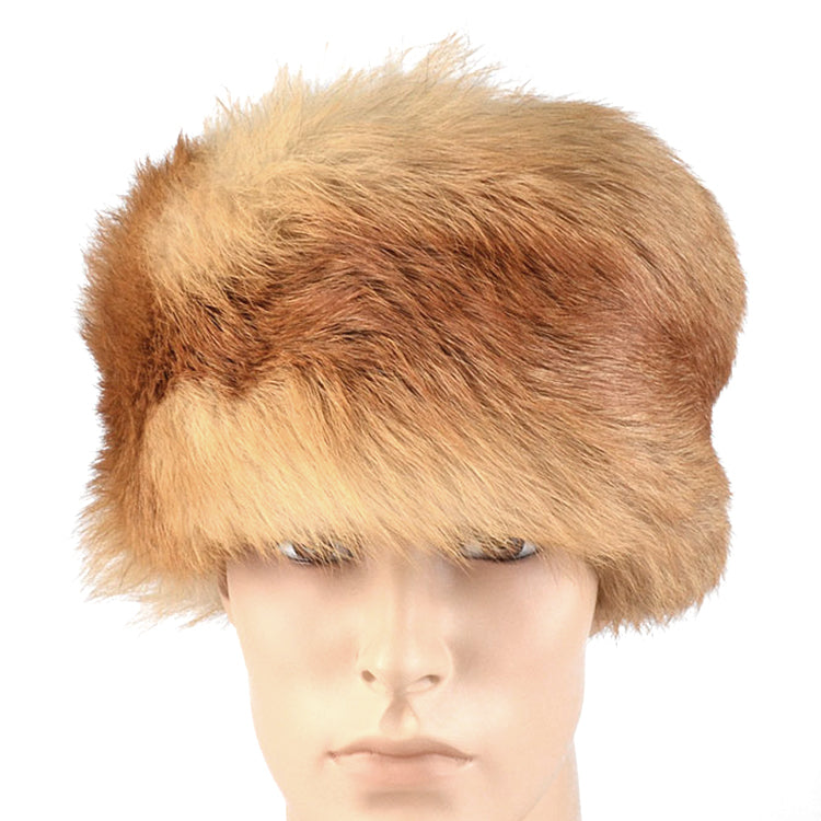 Red Fox Fur Trapper Hat with Tail
