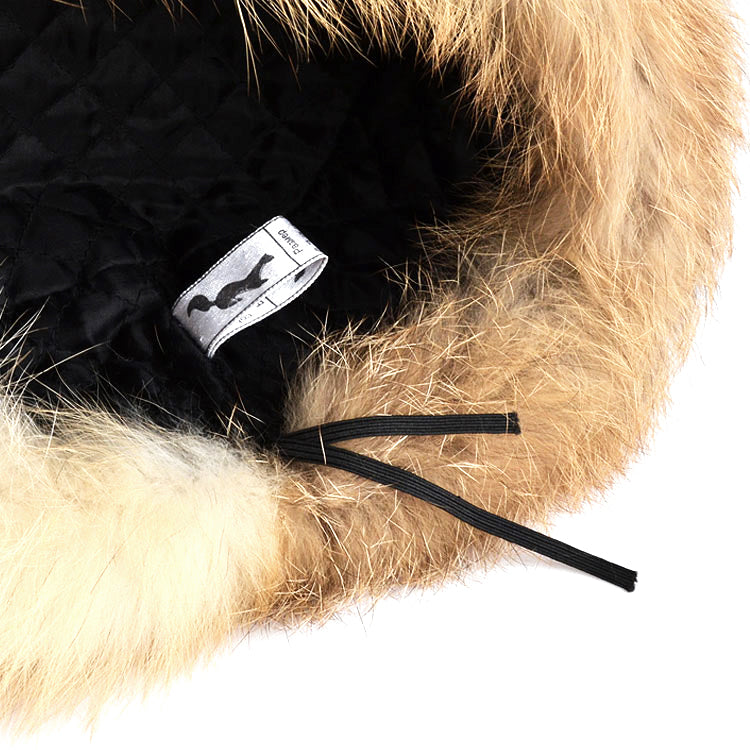 Red Fox Fur Trapper Hat with Tail