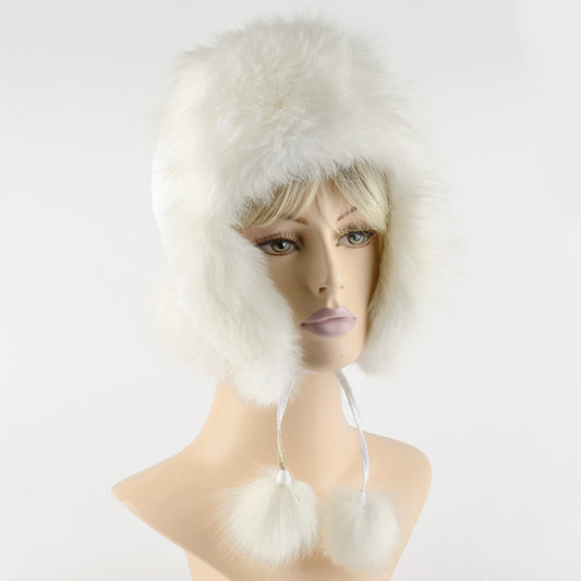 Genuine Polar Fox Fur Aviator Hat