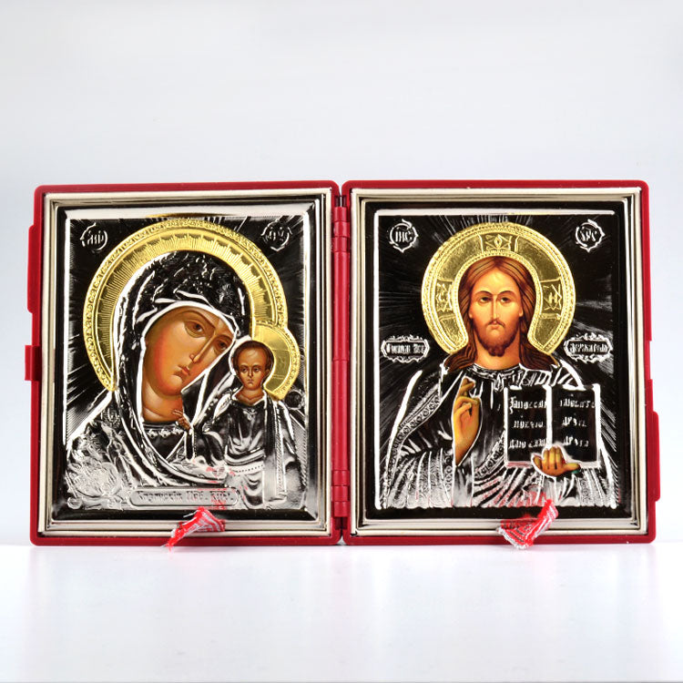 Christ & Virgin Of Kazan Diptych Wedding Icon Set