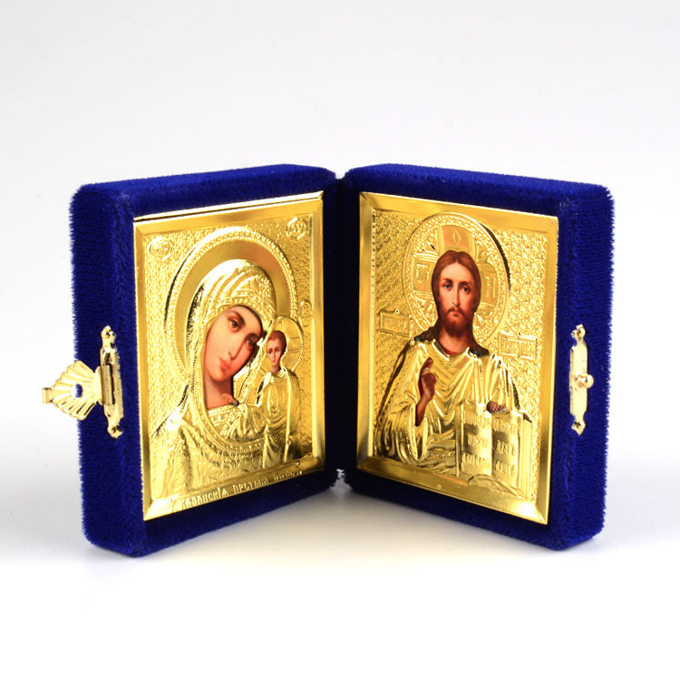 Son Of God & Virgin of Kazan Diptych - Blue