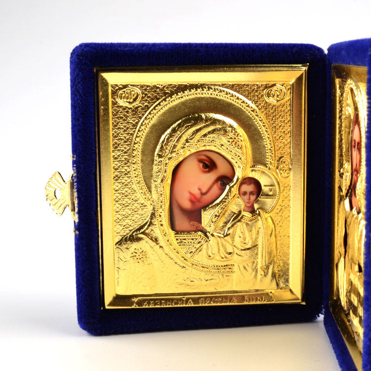 Son Of God & Virgin of Kazan Diptych - Blue