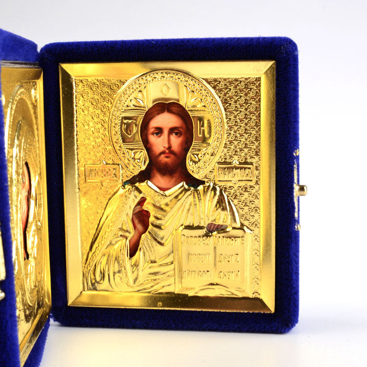 Son Of God & Virgin of Kazan Diptych - Blue