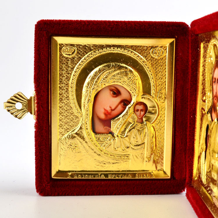 Son Of God & Virgin of Kazan Diptych - Red