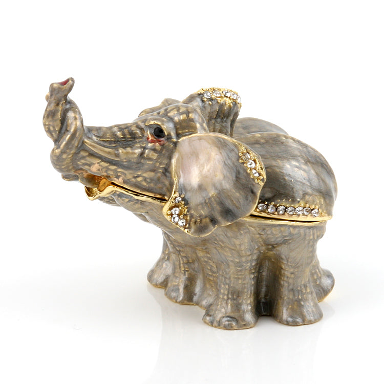 Elephant Couple in Love Trinket Box