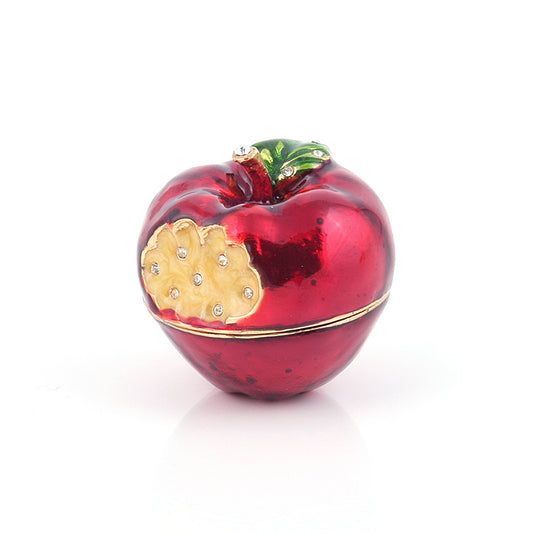 Red Bitten Apple Mini Jewelry Trinket Box