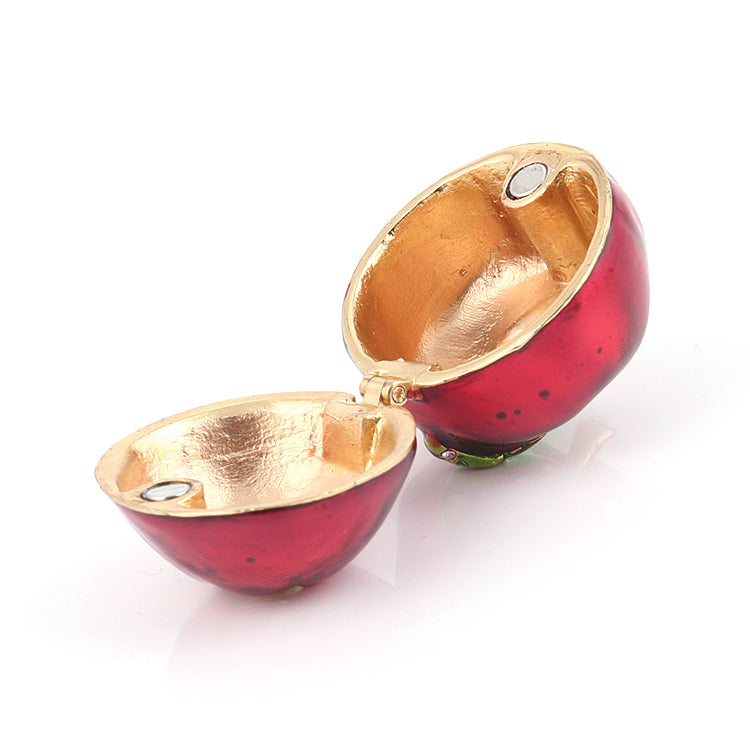 Red Bitten Apple Mini Jewelry Trinket Box