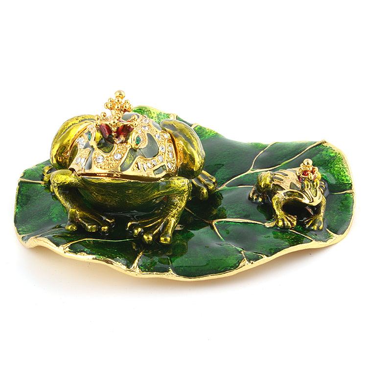 Two Frogs on Lily Pad Trinket Box