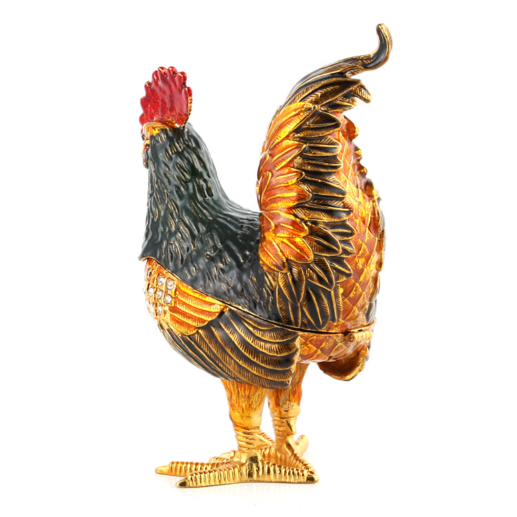 Jeweled Rooster Trinket Box