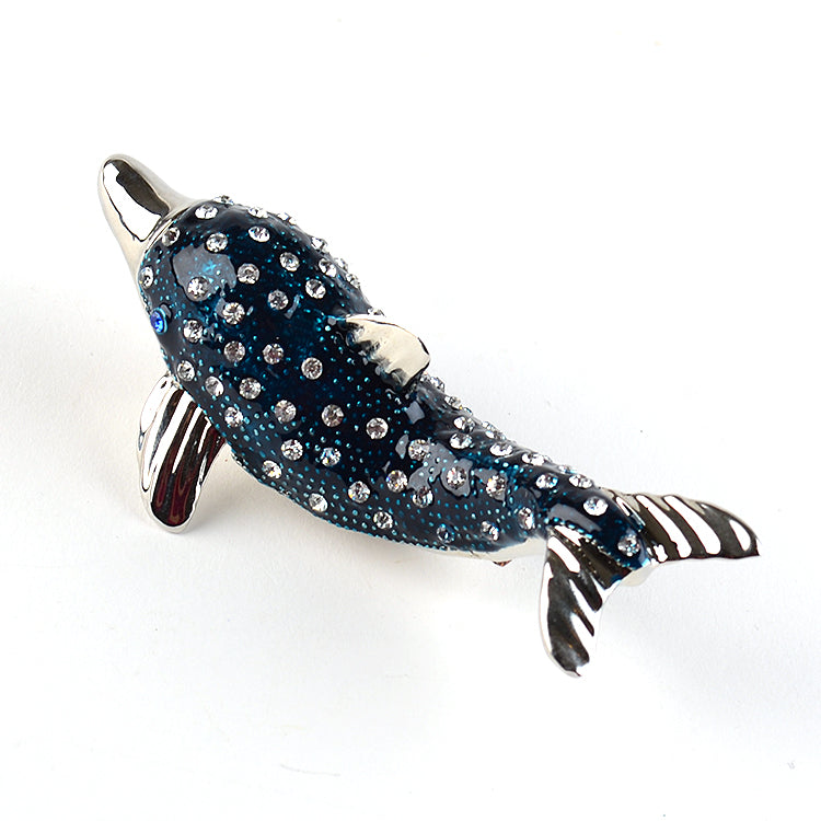 Blue Sparkly Dolphin Trinket Box