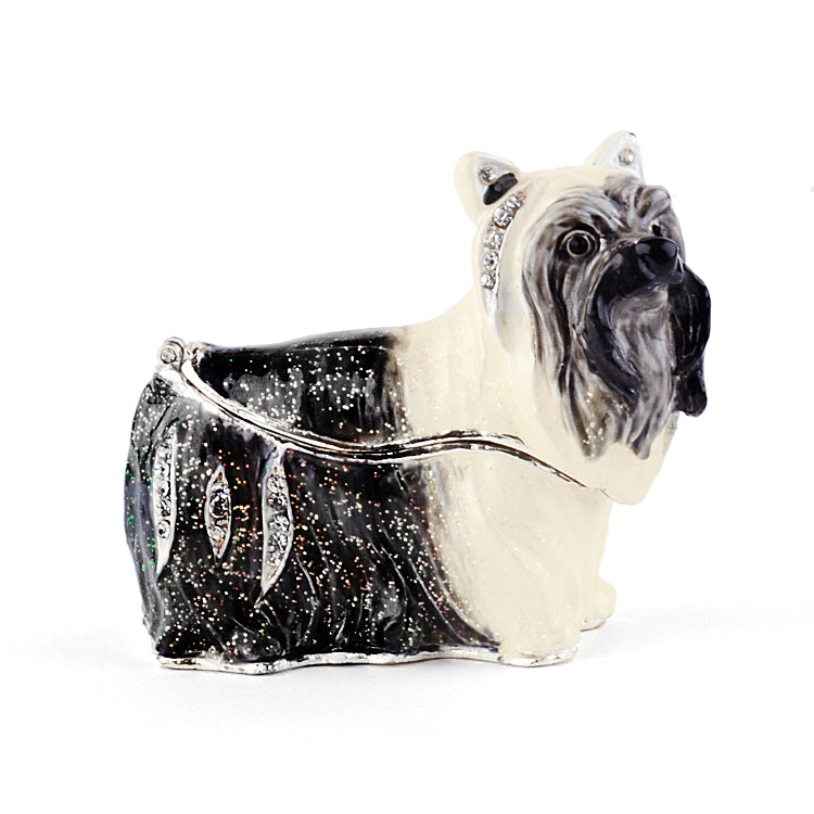 Jeweled Yorkie Dog Trinket Box