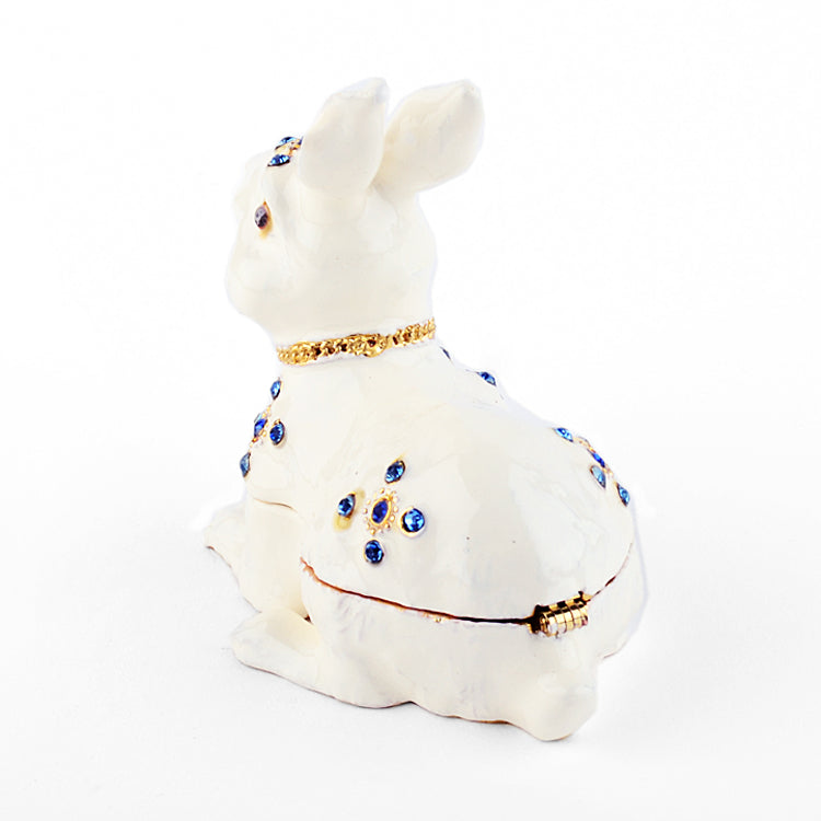 White Jeweled Bunny Trinket Box