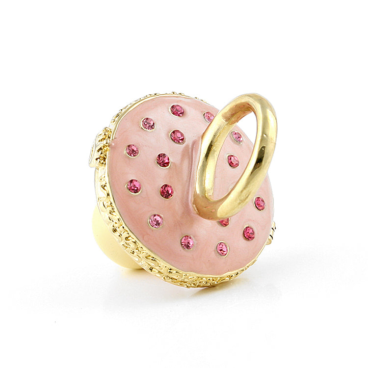 Pink Pacifier Trinket Box with Gold Plating