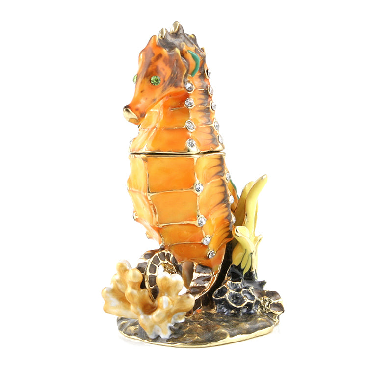 Charming Bejeweled Seahorse Trinket Box
