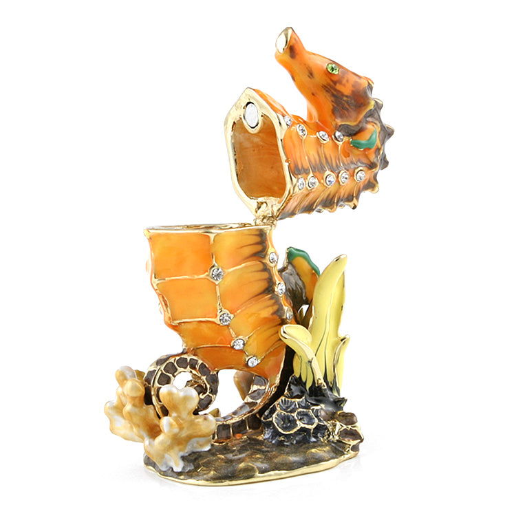 Charming Bejeweled Seahorse Trinket Box