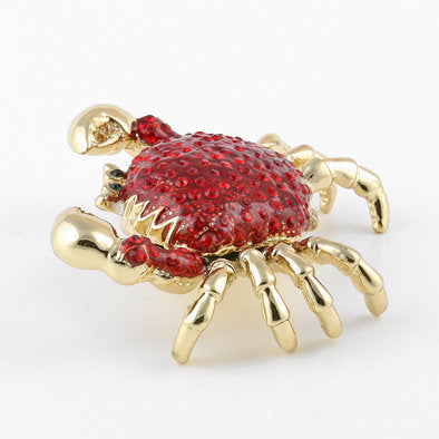 Red Crab with Crystals Trinket Box