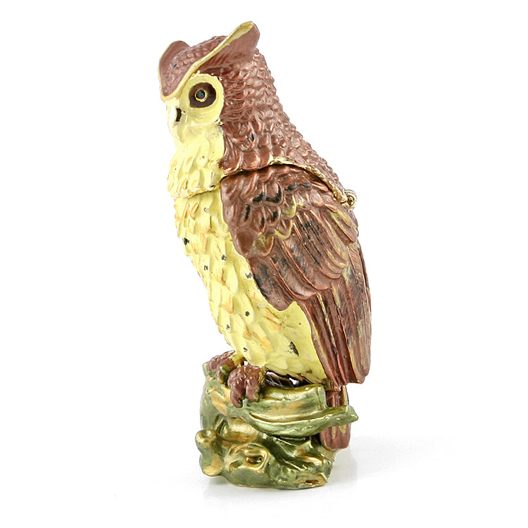 Perched Owl Hinged Trinket Box