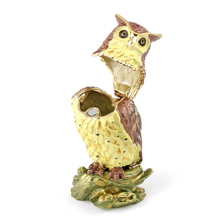 Perched Owl Hinged Trinket Box