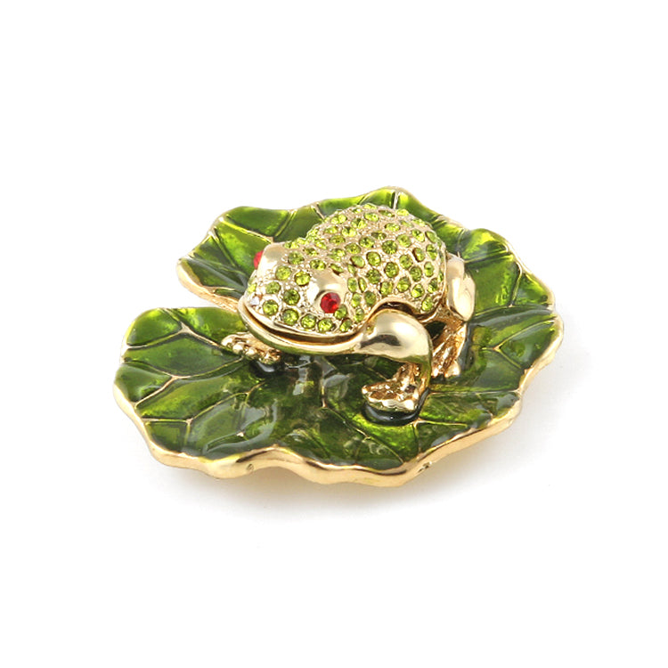 Frog Resting on Lily Pad Trinket Box