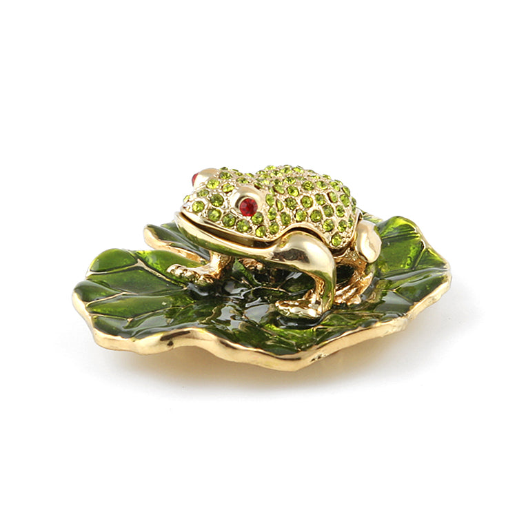 Frog Resting on Lily Pad Trinket Box